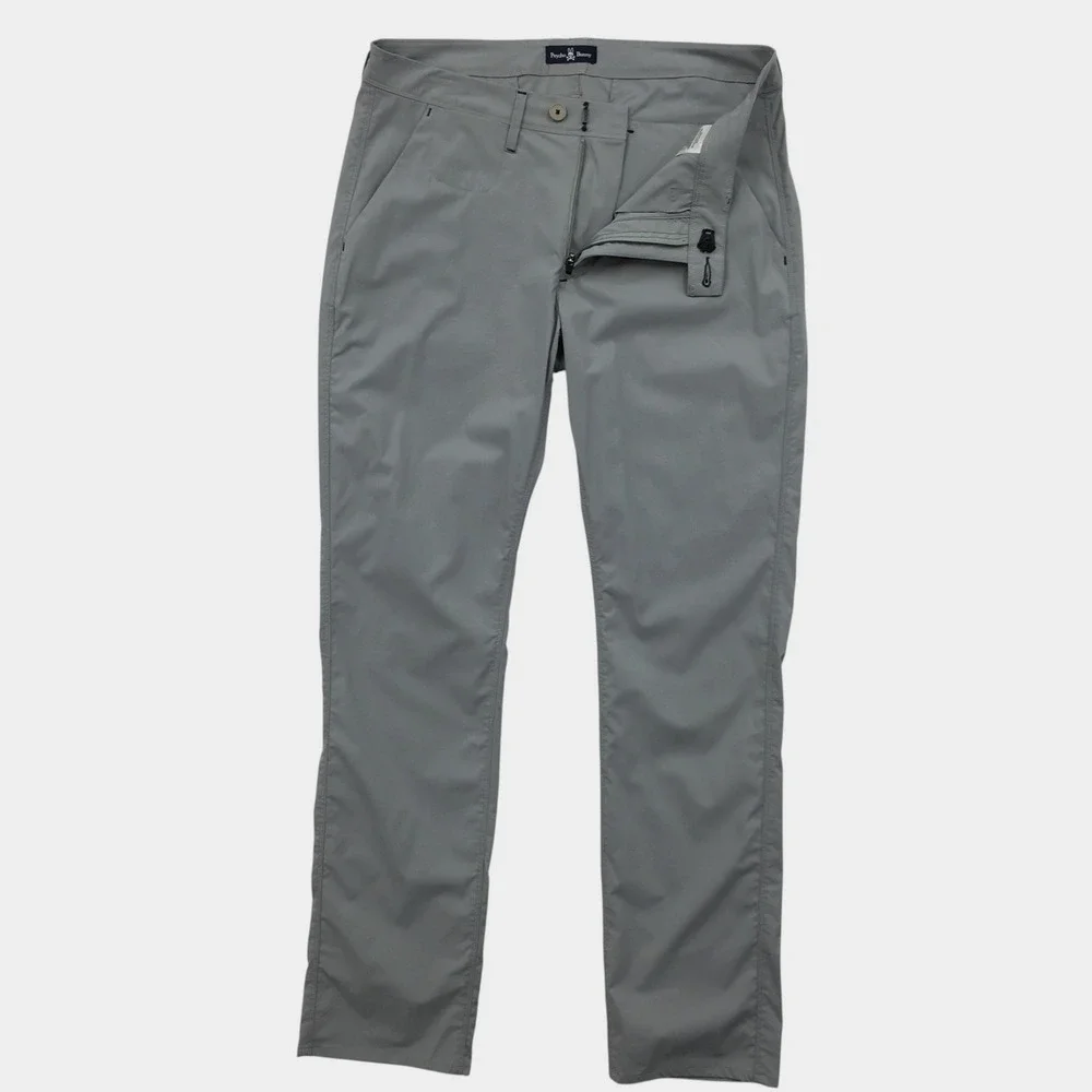 Psycho Bunny Mens Slim Fit Performance Chino Pants Gray Size 33 Golf Trousers